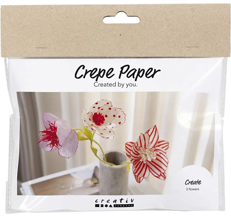 Load image into Gallery viewer, Creativ company mini hobbyset bloemen van crepepapier pastelkleuren
