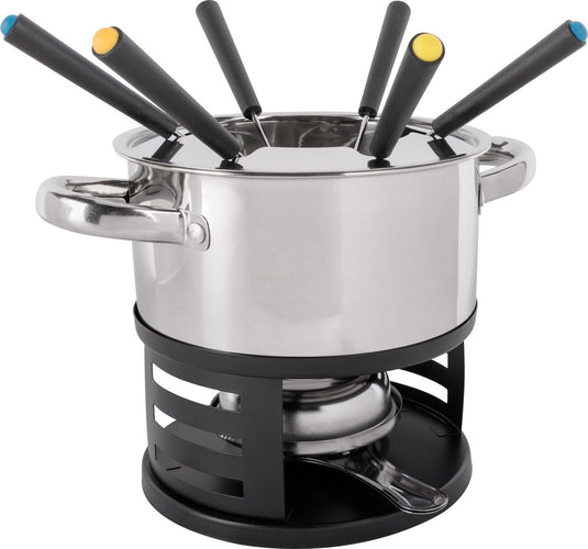 Cosy trendy fondue set met 6 vorken - rvs - ø 17cm