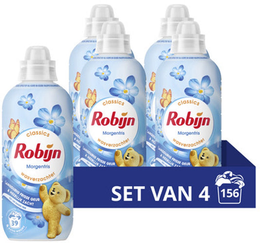 Robijn - wasverzachter - morgenfris - 4 flessen -156 wasbeurten - voordeelverpakking