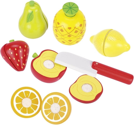 Goki speelgoedkeuken - snijset fruit - 13 delen - hout met velcro - 3 jaar