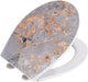 Wenko wc bril grey marble - antibacterieel duroplast met structuurprint - easy-close softclose sluiting - fix-clip bevestiging afklikbaar in rvs - toiletbril decor met structuur - toiletzitting met print