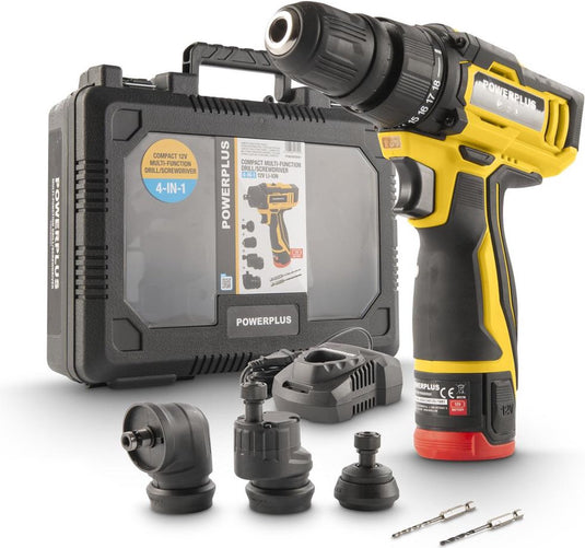 Powerplus compacte 4-in-1 multifunctionele schroevendraaier 12v powxbox001 – incl. batterij 12v en 2.0ah lader