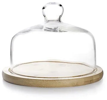 Ibili 18 cm glas top met houten voet transparant