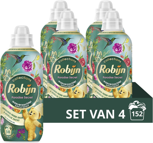 Robijn - wasverzachter - paradise secret - 4 flessen - 156 wasbeurten - voordeelverpakking