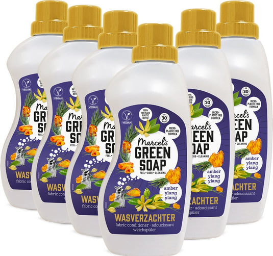 Marcel's green soap wasverzachter - amber ylang ylang - 6 x 750ml - 180 wasbeurten