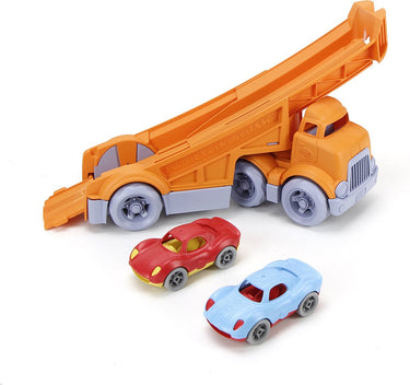 Green toys groen speelgoed race truck met 2 racers