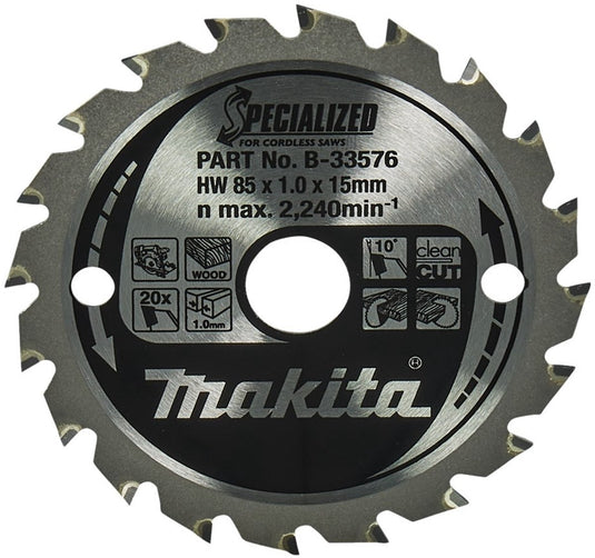 Makita accessoires cirkelzaagblad hout 85x15x1,0 20t 10g - b-16885