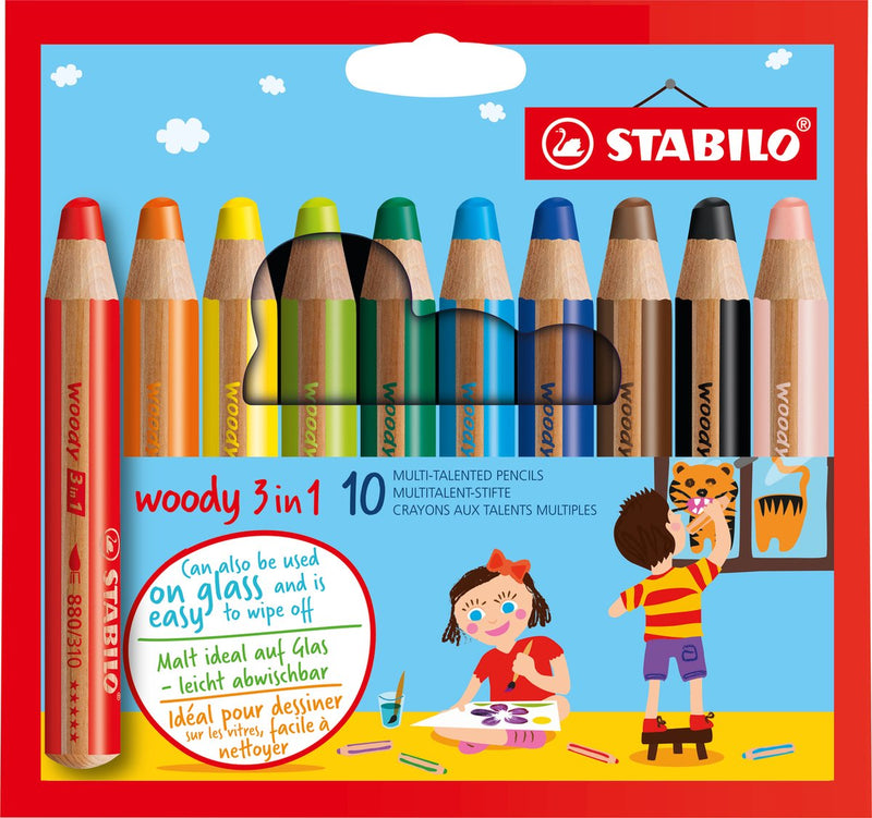 Load image into Gallery viewer, Stabilo https: www.cchobby.nl woody-3-in-1-l-11-cm-dikte-16-mm-vulling-10-mm-diverse-kleuren-10-stuk-1-doos
