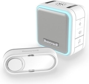 Honeywell elektrobert dc515s draadloze draagbare deurbel met halo-licht, slaapstand en horizontale beldrukker 6 melodieën 84 db 150 meter wit