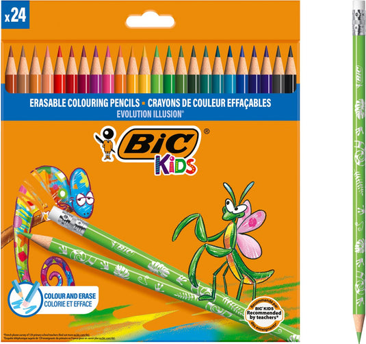 Bic kids illusion - kleurpotloden - kinderen en volwassenen - verschillende kleuren - potlood - 24 stuks