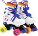 K3 - rolschaatsen - maat 30 33 - verstelbaar in 4 maten - met stopper - wit - regenboog - met wieltjes in 4 kleuren
