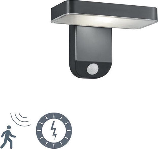 Rl live your light reality esquel - wandlamp - antraciet - incl. 1x smd 4,5w - bewegingssensor - solar - zonne energie - snoerloos - buitenverlichting - ip44