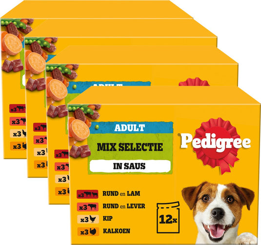 Pedigree hondenvoer - mix selectie in saus - maaltijdzakjes - 48x100g