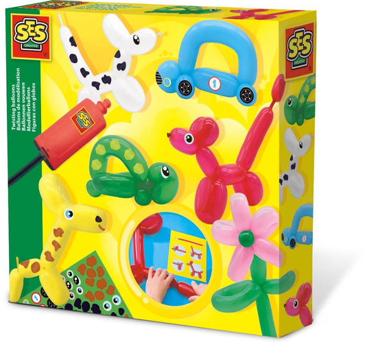 Ses creative – modelleerballonnen – 10 lange ballonnen met pomp en stickers – maak de leukste figuren