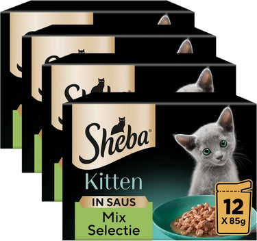 Sheba kattenvoer - kitten mix selectie in saus met zalm kip - maaltijdzakjes 48x85gr