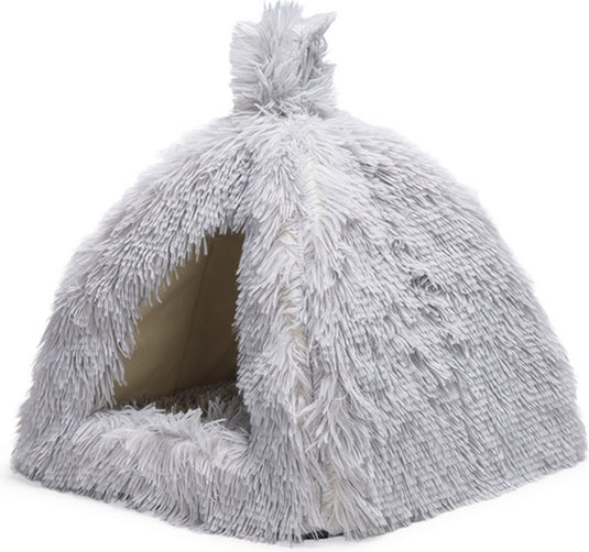 Beeztees kitten cave cosmo - kattenmand - pluche - grijs - 40x40x40 cm