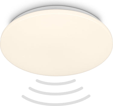 Briloner - led badkamerlamp - badkamerverlichting met bewegingsmelder - warm wit licht - ø35 x 5.5 cm - wit