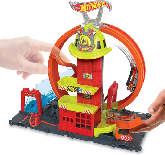 Hot wheels city super fire station - speelfigurenset