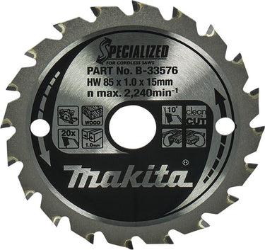 Makita accessoires makita cirkelzaagbad voor hout | specialized | ø 85mm asgat 15mm 20t - b-33576