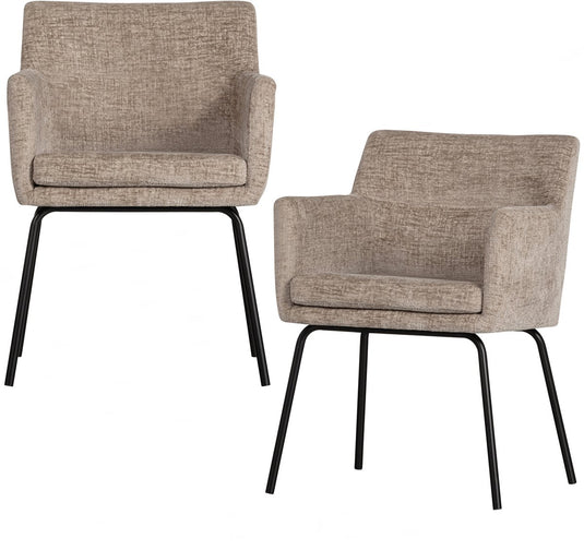 Woood kam eetkamerstoelen - polyester - zand - set van 2