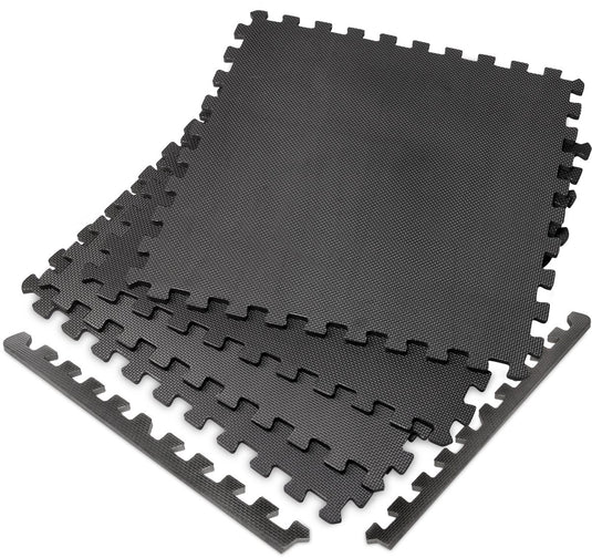 Virtufit fitness vloermat puzzelmat set - 120 x 120 cm - 1,2 cm dikte - 4 stuks - eva-foam - anti-slip - geluidsdempend