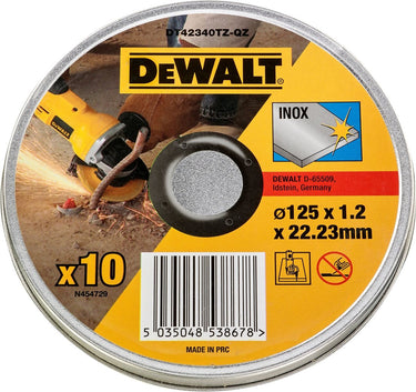 Dewalt accessoires blik 10st doorslijpschijf inox 125x1,2x22,2mm - dt42340tz-qz