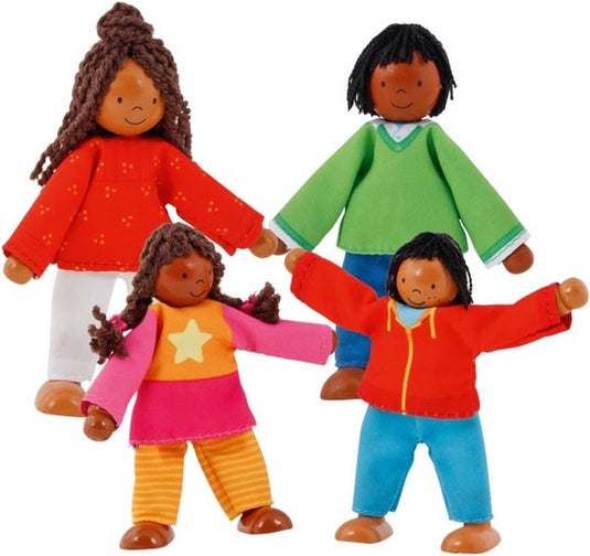 Goki houten poppenhuis poppen flexibel moderne familie, 4st.
