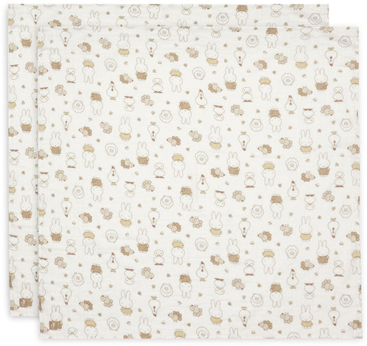 Jollein hydrofiele doek large - 115x115cm - miffy family farm - 2 stuks