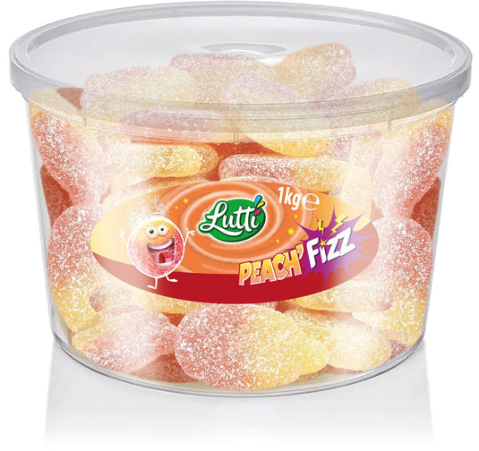 Lutti - peach’fizz - zure snoepjes -perzikmaak - silo - 1kg