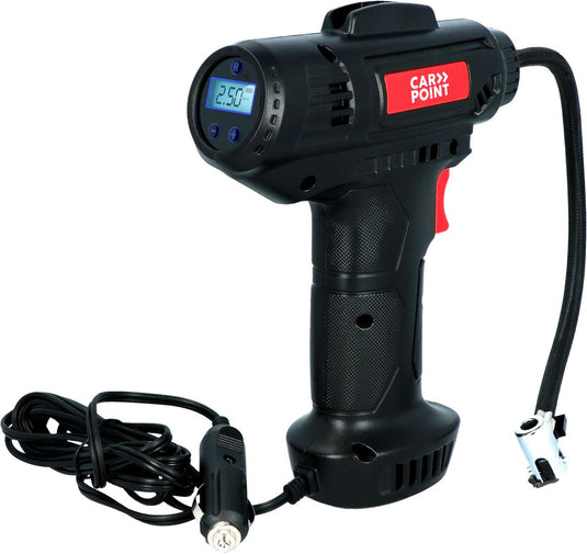 Carpoint digitale luchtcompressor - boormachine model - digitale display - instelbare druk - atomatische afslag - pompt tot 10 bar 150 psi - led lamp - 12v 54w