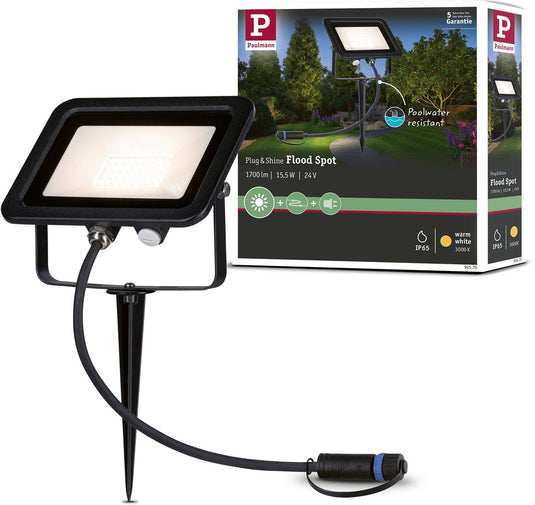 Paulmann plug shine led-tuinspots fluter losse spot ip65 3000k 15,5w zwart
