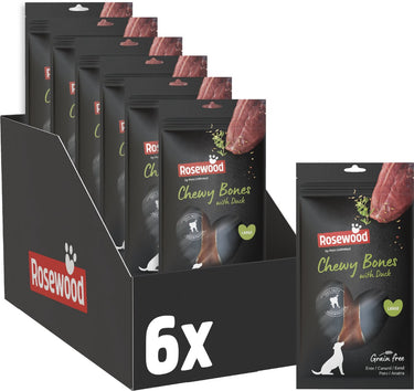 Rosewood chewy bones eend large - kauwkluiven voor grote honden - met eend runderhuid - eiwitrijk - zonder kunstmatige toevoegingen - 6 zakjes à 90g