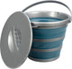 Abbey camp opvouwbare emmer - blauw - handvat en deksel - ca. 10 liter - compact opvouwbaar