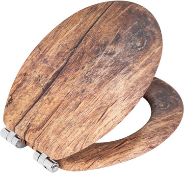 Wenko wc bril rustic hout decor - mdf fsc gecertificeerd - easy-close softclose sluiting - fix-clip bevestiging afklikbaar - toiletbril houtdecor - toiletzitting met houtprint