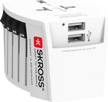 Skross wereld reisadapter met 2 geintegree usb