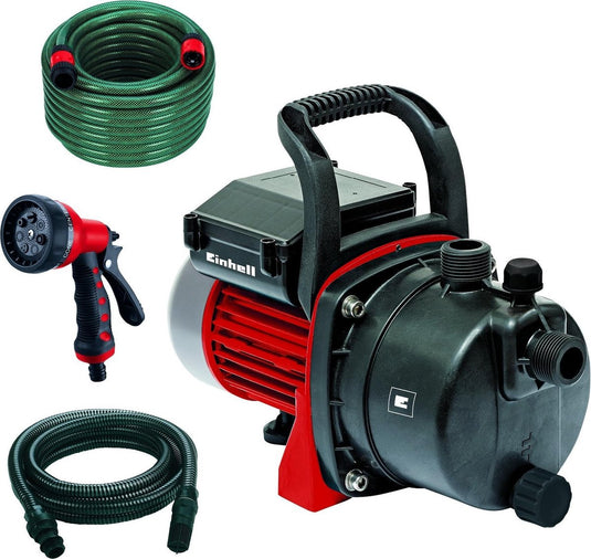 Einhell elektrische tuinpomp gc-gp 6538 set i - 650 w - 3800 l u - 3,6 bar - max. opvoerhoogte: 36 m - max. zuighoogte: 8 m - incl. 4 m zuigslang, 20 m tuinslang en een sproeikop