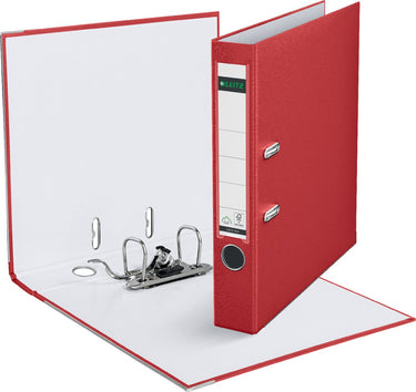 Leitz 180° kunststof ordner - 90% gerecycled karton - 30% pre-consumer gerecycled plastic - rugbreedte van 52 mm - voor a4 formaat - rood