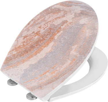 Wenko wc bril canyon - antibacterieel duroplast met structuurprint- easy-close softclose sluiting - fix-clip bevestiging afklikbaar in rvs - toiletbril decor met structuur - toiletzitting met print