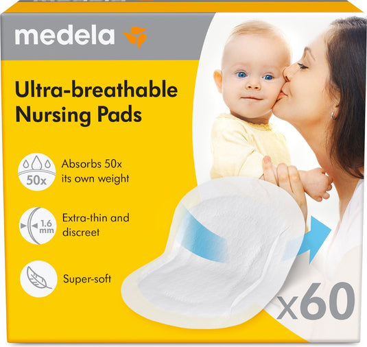 Medela – ultra‑ademende zoogcompressen – wegwerp – voor borstvoeding – huidvriendelijk en comfortabel – 60 stuks