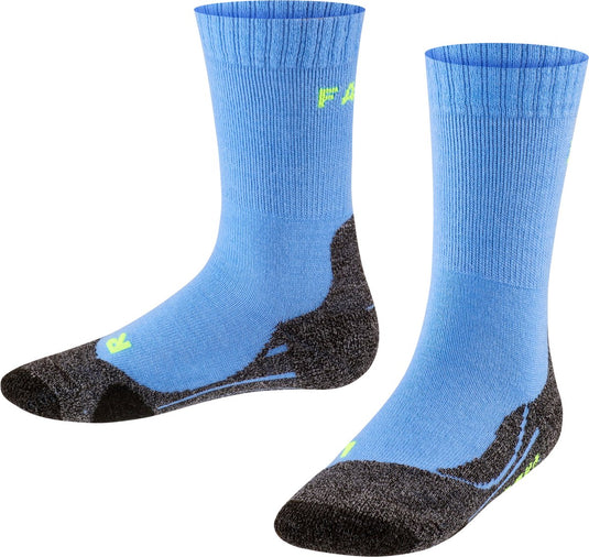 Falke tk2 anti-blaar dik wol functioneel materiaal wandelsokken kinderen blauw - maat 35-38