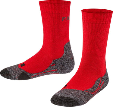 Falke tk2 wandelsokken anti blaren, medium padding merinowol sportsokken kinderen rood - maat 31-34