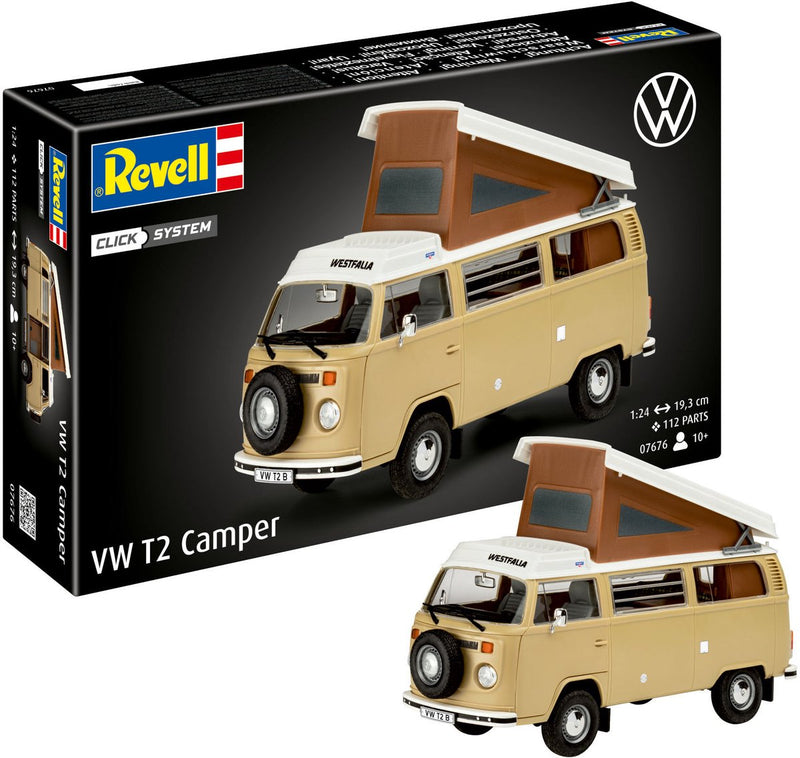 Load image into Gallery viewer, Revell modelbouwpakket auto - 07676 volkswagen vw t2 camper bus - easy click system plastic - 1:24 - modelbouw
