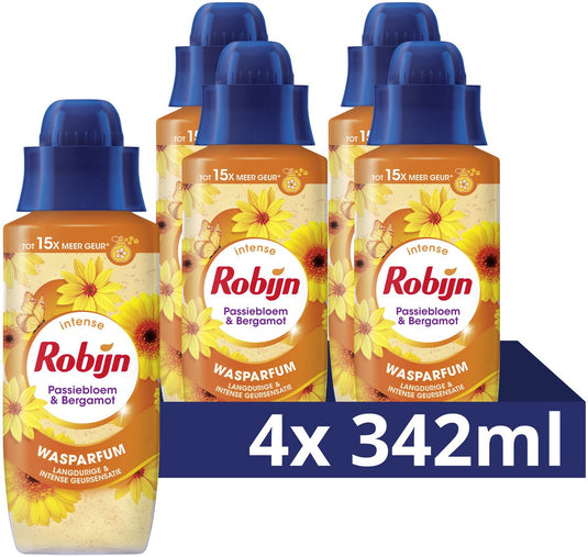 Robijn intense wasparfum - passiebloem bergamot - geeft je kleding een langdurige, intense geur - 4 x 342 ml