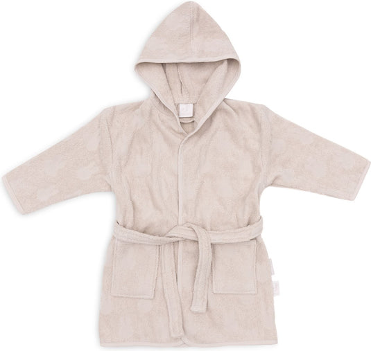 Jollein x nijntje - baby badjas badstof 1-2 jaar - badjas kinderen met capuchon - miffy jacquard - nougat
