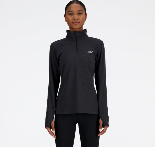 New balance sport essentials space dye 1 4 dames sporttrui - black
