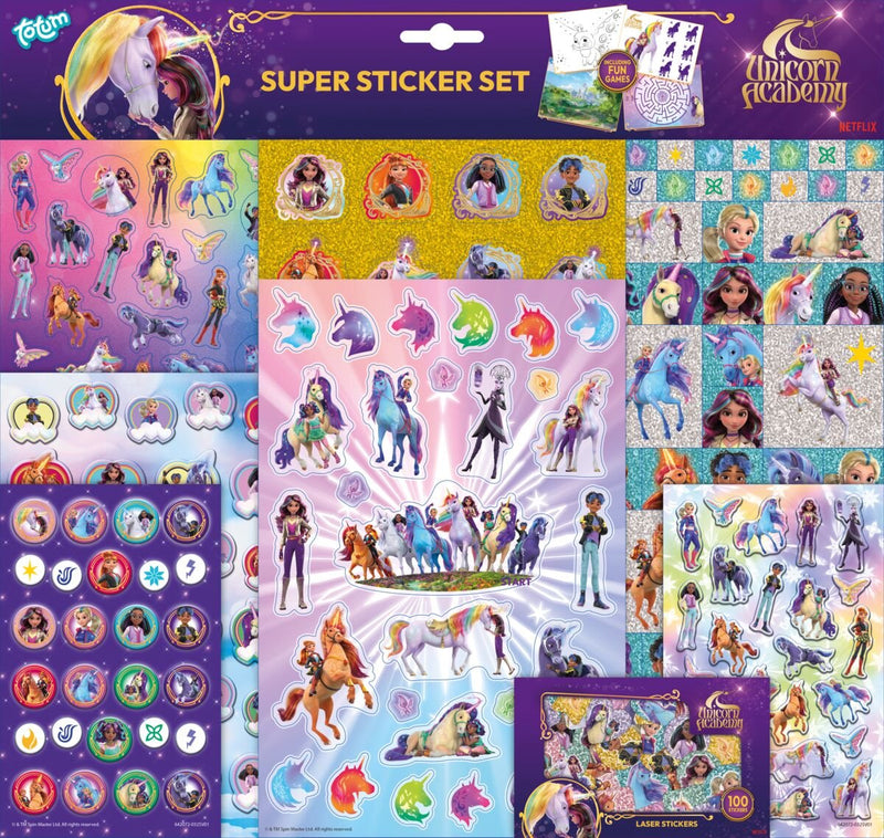 Load image into Gallery viewer, Totum unicorn academy super sticker set xl - 8 vellen incl. luxe metallic en laser stickers 38 x 36 cm | speelgoed meisjes vanaf 3 jaar
