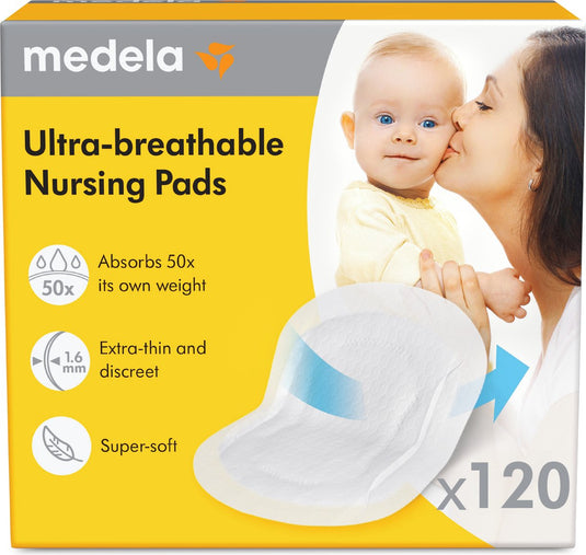 Medela – ultra‑ademende zoogcompressen – wegwerp – voor borstvoeding – huidvriendelijk en comfortabel – 120 stuks
