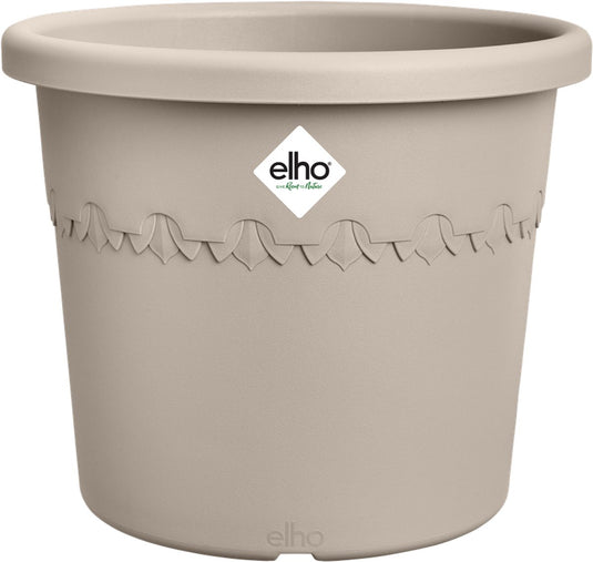Elho algarve cilindro 58 - bloempot voor buiten - 100% gerecycled plastic - ø 58 x h 29 cm - paddenstoel beige