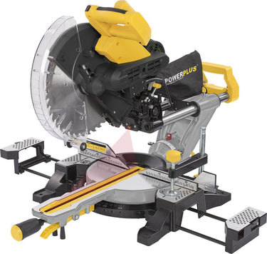 Powerplus elektrische verstekzaag powx075751db - 2000w telescopische zaag, ø305mm - recht verstek, tweezijdig, laser - met 2 acc.
