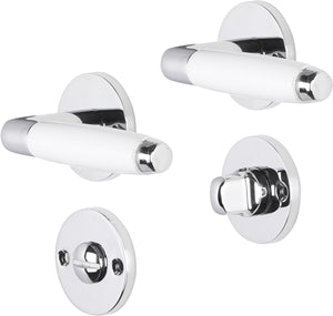 Impresso deurkruk - durban - voor binnen - rond met rond toiletrozet - chroom - wit - 2 stuks